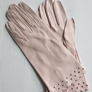 Pink Leather Gloves - size 7 1/2